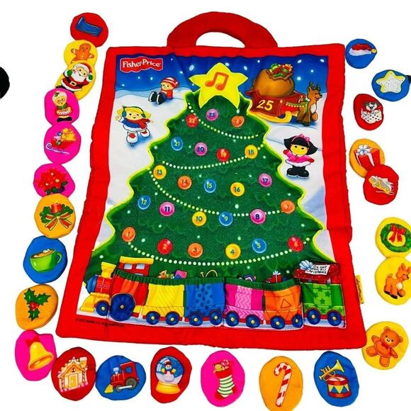 Fisher Price Little People Advent Calendar Fabric Soft Christmas Tree RARE - Picture 1 of 6